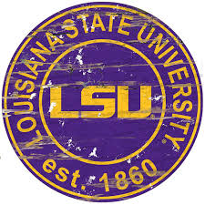 Officially Licensed Ncaa Distressed Round Sign Lsu 9368200 Hsn In 2020 Lsu Fan Creations Game Room Family