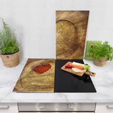 Herdabdeckung Aus Glas Fur Die Kuche Mit Holzoptik Und Herz Natural Love Eben Praktisch Und Schon Zugleich Herdabdecklatte Kuchen Ideen Kuche Spritzschutz
