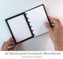 A6 Slim Discbound Refillable Notebook, Sketchbook, Journal | Choice of  Paper | 18mm Ø Black Plastic Discs | Black Paper covered Card Cover