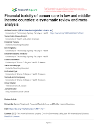 The financial costs associated with cancer are often overwhelming. Pdf Financial Toxicity Of Cancer Care In Low And Middle Income Countries A Systematic Review And Meta Analysis