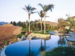 Infinity Pool With Fire Pit Below All Offering Spectacular Views Of Distant Hills Pool Small Swimming Pools Swimming Pools
