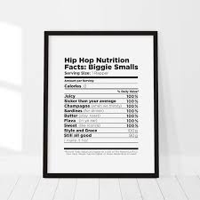 Biggie Smalls Poster Nutrition Facts The Notorious Big Rap Poster Rap Lyrics Wall Art Rapper Quote Hip Hop Lyrics Kitchen Food Art In 2020 Rapper Quotes Rap Quotes Hip Hop Lyrics