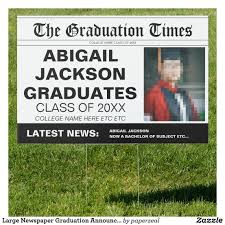 Writing newspaper engagement announcements can be tricky, especially if you're writing your own. Large Newspaper Graduation Announcement Yard Sign Graduation Yard Signs Yard Signs Graduation Signs