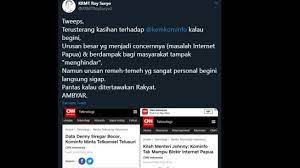 Ini bocor dari oknum internal. Kominfo Sigap Urus Denny Siregar Tapi Lamban Di Papua Roy Suryo Kasihan