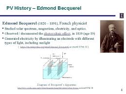 Il découvre en 1839 l'effet photovoltaïque, qui correspond à l'apparition d'une. Ece 333 Renewable Energy Systems Lecture 9 Photovoltaic