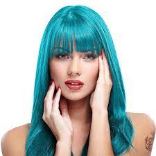 The blonde hair turned into turquoise and dark blue looks very nice. Manic Panic Atomic Turquoise Hair Dye Blue Green By Manic Panic Amazon De Beauty