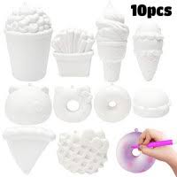 Mallmall6 10pcs Diy Slow Rising Food Squishy Kit Set Blank Squishies Bulk Art Crafts Kits For Kids Dessert Ice Cream White Squishys To Paint 12 Color Pen Sweet Creamy Scented Soft Stress