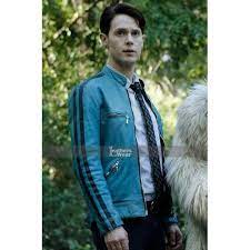 Dirk Gently S Holistic Samuel Barnett Blue Jacket Dirkgentlysholisticjacket Samuelbarnettjacket Bluejacket Leatherjacket Jackets Blue Jacket Samuel Barnett