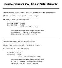 Freebie How To Calculate Tax Tip And Sales Discount