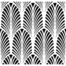Black And White Wall Stencil Designs Art Deco Fan All Over Wall Stencil Beige Art Deco Pattern Stencils Wall Art Deco Home