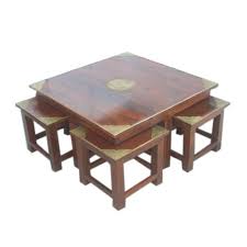 Shop for wooden card table sets online at target. Ethnic India Brown Wooden Square Brass Fitted Card Table Set Size 75 X 75 X 40 Cm Rs 18000 Set Id 22607959697