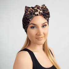 Turban for Women,leopard Print Satin Lined Winter Turban With Removable  Bow,pretied Headwrap,chemo Hat,alopecia Turban Beanie,gift for Chemo
