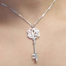 Monogram Key Pendant In Sterling Silver Sterling Silver Etsy Silver Initial Pendant Monogram Pendant Key Pendant