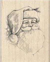 Santa Rubber Stamp Santa Face Rubber Stamp Inkadinkado Christmas Rubber Stamp Wood Mounted Sant Christmas Drawing Christmas Sketch Christmas Paintings