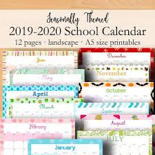 2020 2021 Calendar Monthly Planner Inserts Calendar 2020 Etsy School Calendar Academic Calendar School Planner
