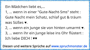 Maybe you would like to learn more about one of these? Ein Madchen Liebt Es 1 Wenn In Einer Gute Nacht Sms Steht Gute Nacht Mein Schatz Schlaf Gut Traum Was Spruchmonster De