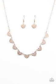 Love And Devotion Rose Gold Heart Necklace Paparazzi Accessories Flamingo Angie Rose Gold Heart Gold Heart Necklace Rose Gold Heart Necklace
