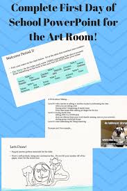 First Day Of School Art Lesson Plan Art Powerpoint Presentation Middle School Art Lesson Art Lessons Middle School Art Classroom Art Room