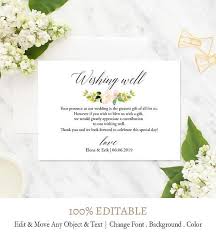 Editable Wedding Wishing Well Printable Diy Wishing Well Etsy Custom Wedding Cards Diy Wishing Wells Blank Card Template