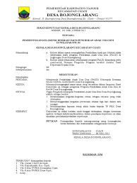 Pengajuan penonaktifan ptk nuptk penerimaan surat sm04a sm04b. Sk Kepala Desa Bojonglarang Paud Al Bidayah