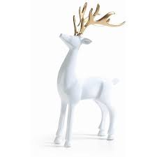 Zodax Golden Antler White Reindeer Figurine Looking Up 50 Liked On Polyvore Featuring White Reindeer Figurine Reindeer Decorations White Reindeer Decor