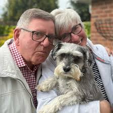 Fiona (pictured with her husband, Phil, and dog, Rupert) is celebrating  being cancer-free after being diagnosed with ovarian cancer. Fiona's cancer  was so advanced that it would have been untreatable 20 years