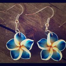 Available in an assortment of styles & fabrics. Hp 9 28 Blue Hawaiian Flower Earrings Cute Earrings Clay Jewelry Polymer Clay Earrings