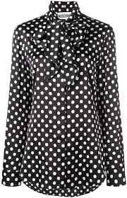Black And White Polka Dot Blouse With Bow Moschino Polka Dot Print Blouse Printed Blouse Special Occasion Outfits Polka Dot Print