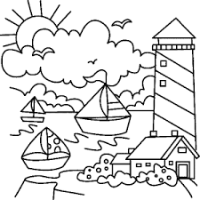 Durch anklicken des bildes öffnet sich die malvorlage im pdf format. Leuchtturm Mit Segelschiffen Ausmalbild Malvorlage Gemischt