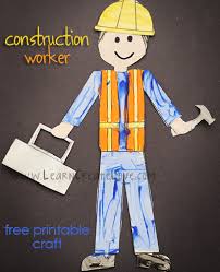 Printable Construction Worker Craft Preschool Construction Construction Worker Construction Theme Preschool