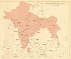 India Superimposed On Europe 1961 Old Vintage Map Plan Chart