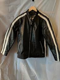Wilson Black And White Stripe Biker Leather M Julian Size Medium Leather Jacket Men Leather Jacket Distressed Leather Jacket