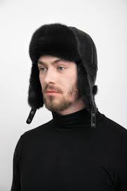Men's Black Mink Fur Trapper Hat