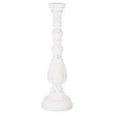 Each one is designed with a segmented body, a knotted rope, gray and white finishes, and starfish embellishments. White Wash Candlestick Large