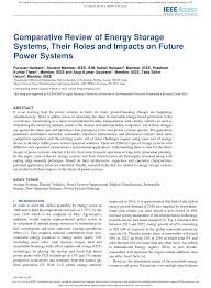 Pdf Comparative Review Of Energy Storage Systems Their Roles And Impacts On Future Power Systems