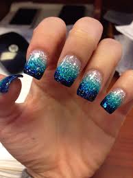 Glitter Black And Blue Ombre Nails Blue Teal Glitter Faded Nails Glitter Fade Nails Faded Nails Ombre Acrylic Nails