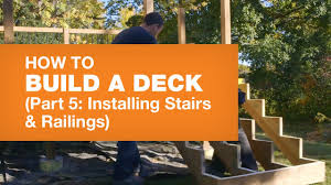 A handrail and a wall or other surface adjacent to the handrail shall be free of any sharp or abrasive elements. How To Build Deck Stairs And Railing The Home Depot Canada