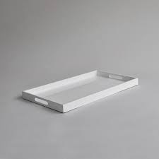 Long narrow 38cm white grey marbled / marble tea coffee drinks nibbles tray. Trays Nom Living Tagged White