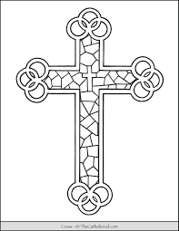 Easter stained glass coloring pictures. Cross Coloring Page Stained Glass Thecatholickid Com