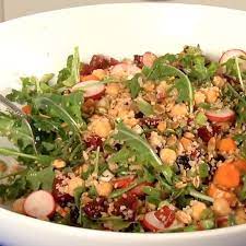 Delicious And Substantial Salad Using Simple Fresh Ingredients With Whole Grains Beans Colorfu Fruit Salad Recipes Healthy Eating Tips Clean Eating Recipes