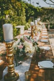 Farm Table Head Table Gold Mercury Pillar Candles The Villa San Juan Capistrano Florals By Jenny Wedding Centerpieces Amazing Wedding Photos Wedding