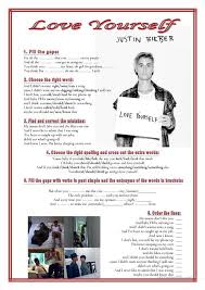 I Stay Up Too Late Got Nothing In My Brain Lyrics Song Love Yourself Justin Bieber Ensino De Ingles Exercicios De Ingles Atividades De Ingles
