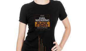 Download Free Girl Wearing Black T Shirt Mock Up Psd Wearing Black Girls Wear Black Tshirt