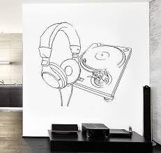 Wall Vinyl Music Headphones Turntable Dj Guaranteed Quality Decal Unique Gift Z3561 Vinyl Music Music Headphones Turntables Dj