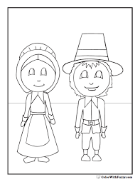 All 100+ of these options are free—all. Thanksgiving Coloring Pages Pilgrims Lady And Gent