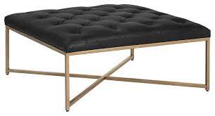 Beige leather ottoman coffee table. Sunpan Endall Square Leather Coffee Table Ottoman Antique Brass Contemporary Footstools And Ottomans By Sunpan Modern Home Houzz