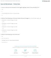 Free for commercial use no attribution required high quality images. Quiz Worksheet Finite Sets Study Com