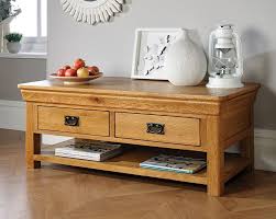 32 d x 32 w x 18 h; Farmhouse Large Oak Coffee Table With Shelf