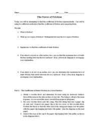 Find the coefficient of friction (µk). Static Friction Lesson Plans Worksheets Lesson Planet
