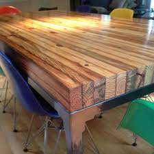 The butcher block table is amish crafted and allows you to customize almost everything about it. 2x4 Countertop Concept Rustic Furniture Design Reclaimed Wood Dining Table Butcher Block Dining Table
